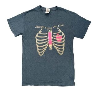HallsVille Art Club Skeleton Graphic T-Shirt Gildan DryBlend Short Sleeve SM Tee